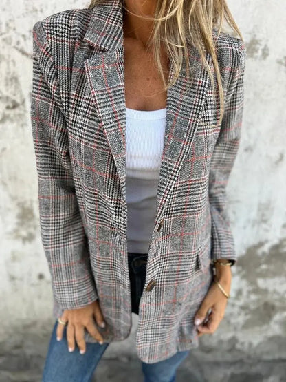 Vesara – blazer à carreaux à revers crantés